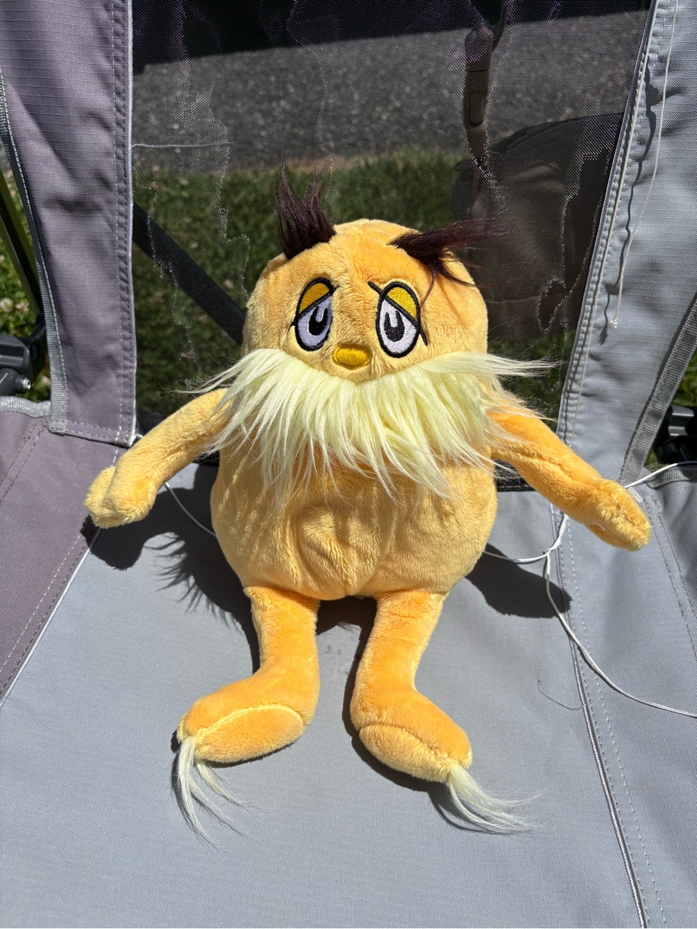 Yellow Fuzzy Plush Character with Beard
